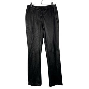 Express Vintage Y2K Black Leather Straight Leg Moto Pants 6